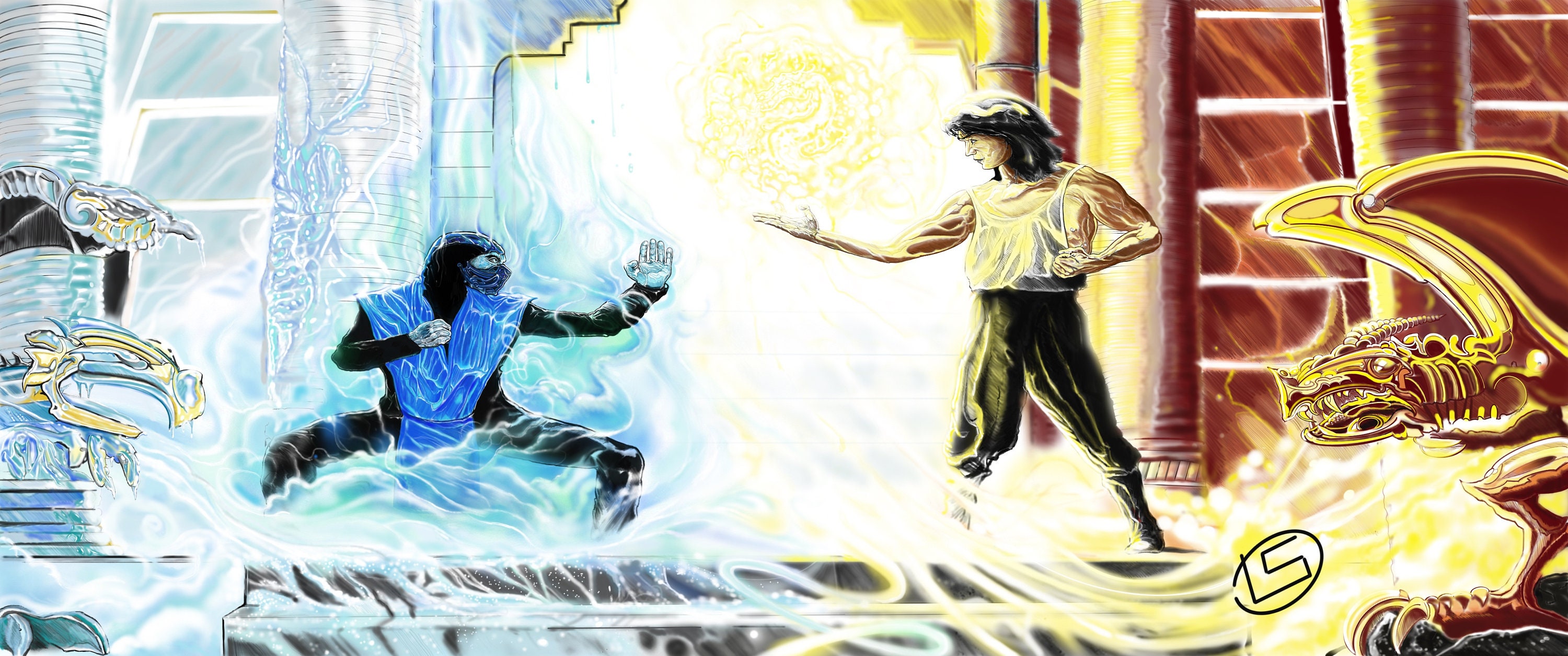 Mortal Kombat, Sub Zero Vs Liu Kang, Sub Zero, Liu Kang, Digital
