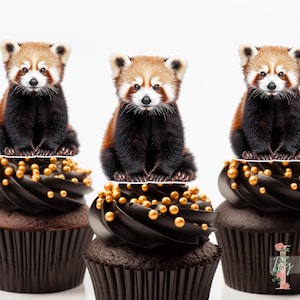 Red Panda Cupcake Toppers Party Decoration