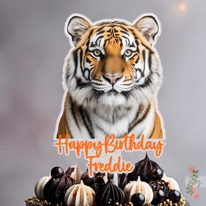 Tiger Personalised Custom Glitter Happy Birthday Cake Topper Party Decoration