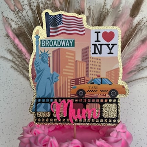 New York Personalisierte Benutzerdefinierte Glitzer Happy Birthday Cake Topper Party Dekoration