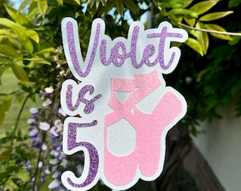 Ballet Name Age Personalised Custom Glitter Cake Topper Party Decoration