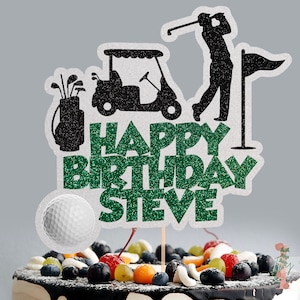 Golf Personalised Custom Glitter Happy Birthday Cake Topper Party Decoration Golfing Mens