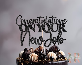 Congratulations On Your New Job  Glitter Cake Topper Party Decoration Leaving Party