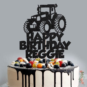 Tractor Personalised Custom Glitter Happy Birthday Cake Topper Party Decoration Farm Farmer