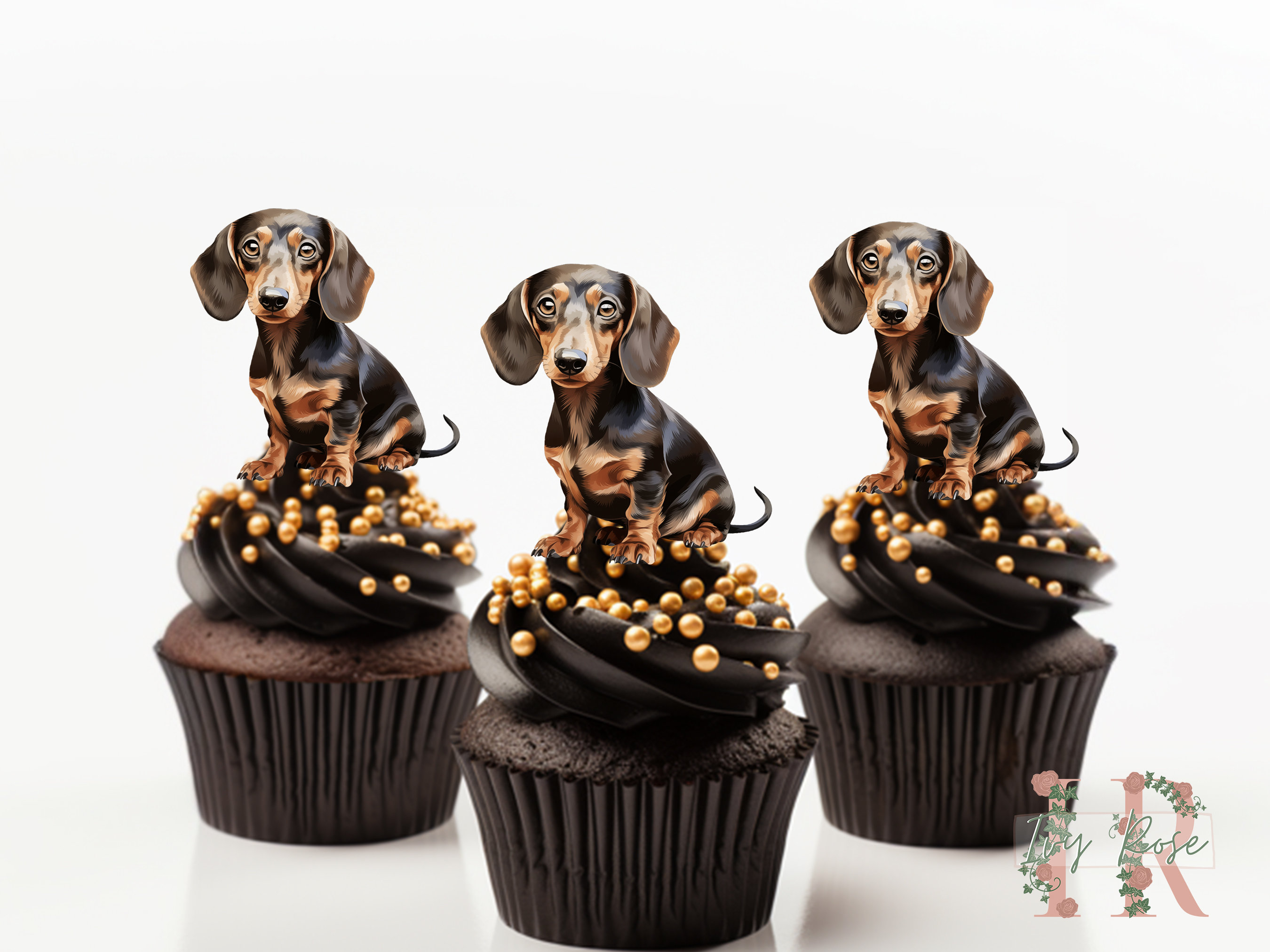 Topper Personalizado Para Tarta De Cumpleaños – Dachshund (Perro Salchicha) Elige Texto Y Color, Hecho En UK