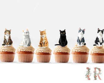 Adornos para cupcakes de gatos mixtos para decoración de fiestas