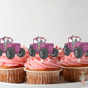 Rosa Traktor Cupcake Topper Party Dekoration Geburtstag