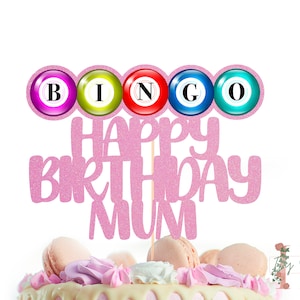 BINGO Personalised Custom Glitter Happy Birthday Cake Topper Party Decoration