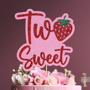 Strawberry Two Sweet Cake Topper Party Decoration