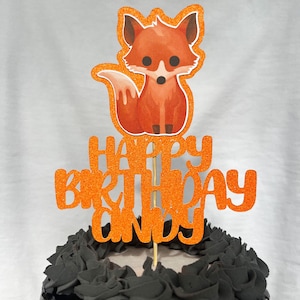 Topper per torta glitter personalizzato personalizzato Fox