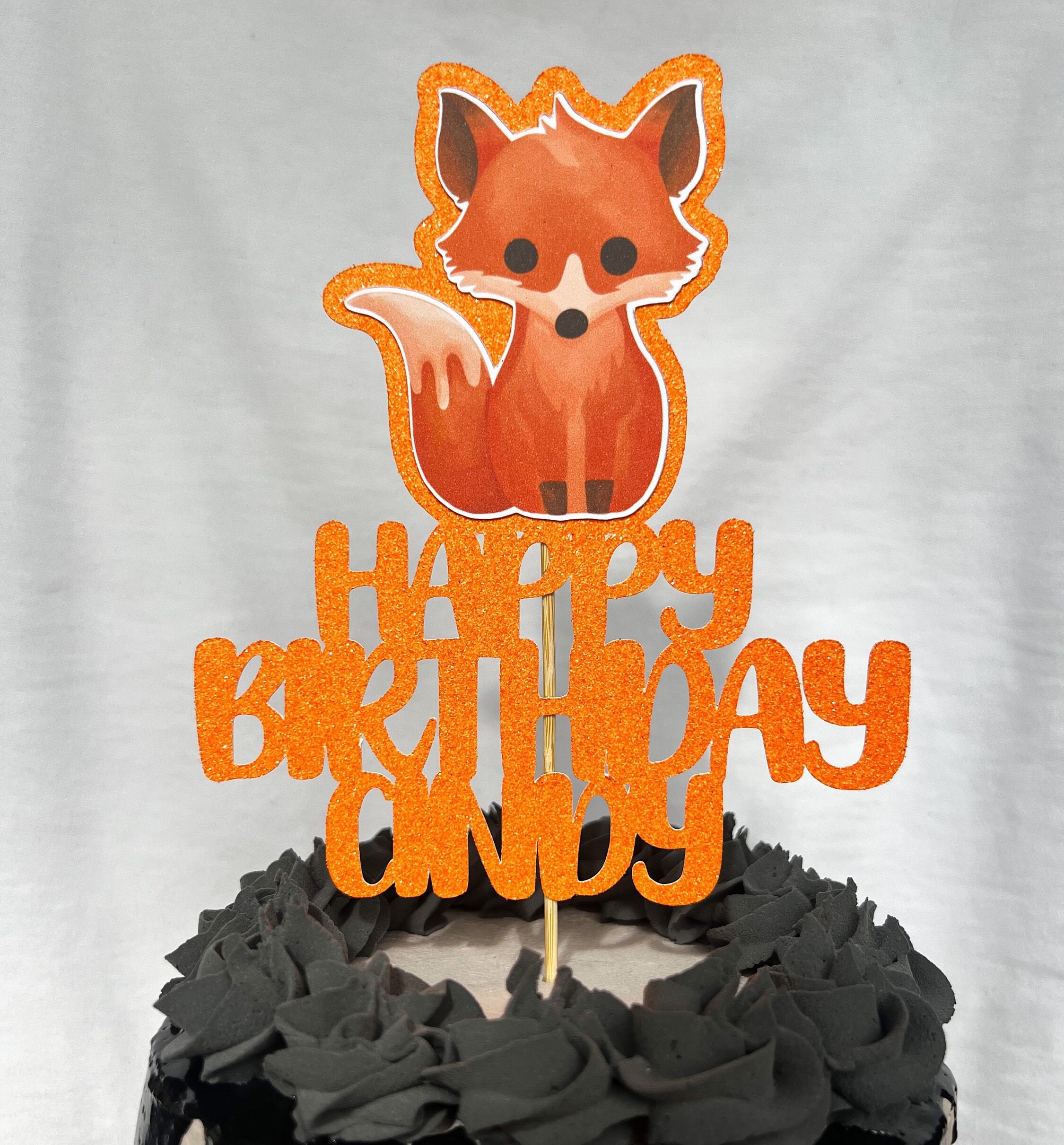 Fox Personalised Custom Glitter Cake Topper