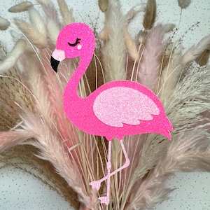 Flamingo Glitter Birthday Cake Topper Party Decoration Tropical