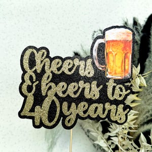 ANY AGE Cheers & Beers Personalised Custom Glitter Cake Topper Party Decoration