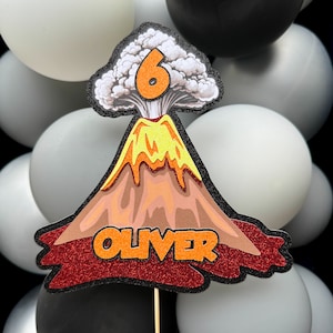 Adorno para tarta de cumpleaños con nombre y edad personalizado con purpurina de Volcán, decoración para fiesta