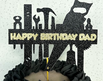 Tools Builder Personalised Custom Glitter Birthday Cake Topper Party Decoration Mens Dad