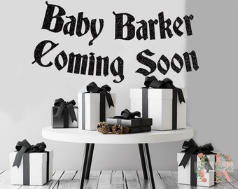 Bannière gothique scintillante pour bébé à venir : décoration de fête personnalisée