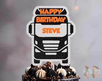 Lorry HGV Personalised Custom Glitter Birthday Cake Topper Party Decoration Mens Dad