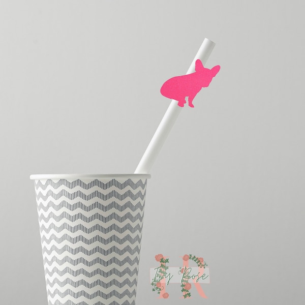 French Bulldog Glitter Straws Party Decoration Frenchie Dog Birthday Party