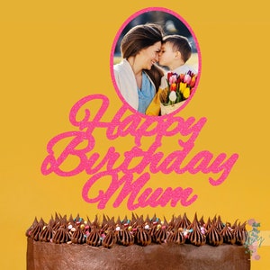 Custom Photo Picture Personalised Glitter Happy Birthday Cake Topper Party Decoration Own Image Selfie