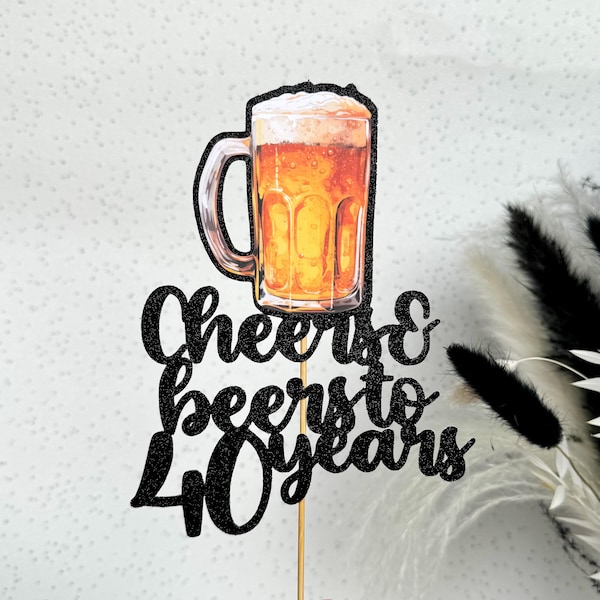 ANY AGE Cheers & Beers Personalised Custom Glitter Cake Topper Party Decoration