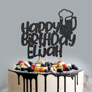 Beer Pint Lager Personalised Custom Glitter Happy Birthday Cake Topper Party Decoration Mens Teen