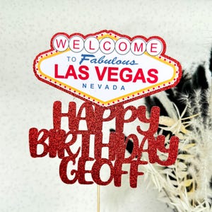 Adorno para tarta con purpurina personalizado de Las Vegas