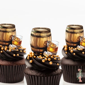 Whiskey Cupcake Toppers Party Decoration