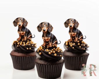 Dachshund Cupcake Toppers Party Decoration