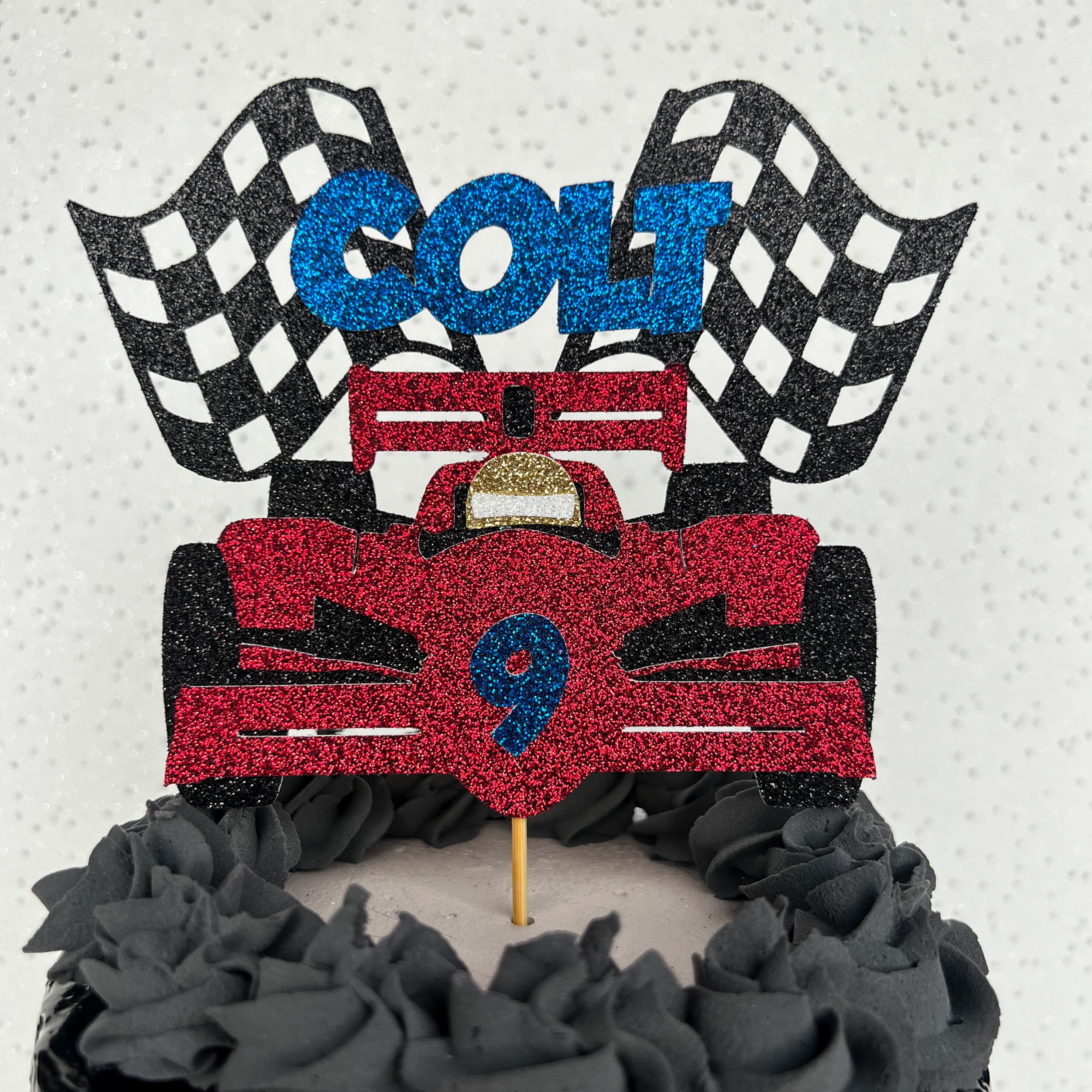 Cake Topper Zur Taufe Personalisiert Blau Glitzer - Tauftorte
