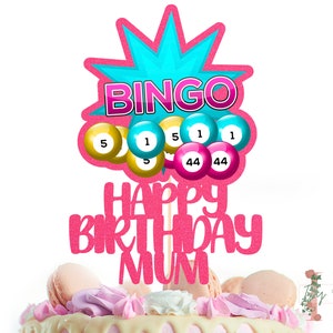 BINGO Personalised Custom Glitter Happy Birthday Cake Topper Party Decoration