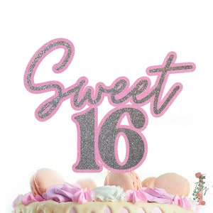 Sweet 16 Custom Glitter Double Layer Cake Topper Party Decoration 16th