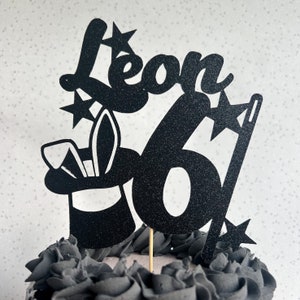 Magic Magician Personalised Custom Glitter Happy Birthday Cake Topper Party Decoration