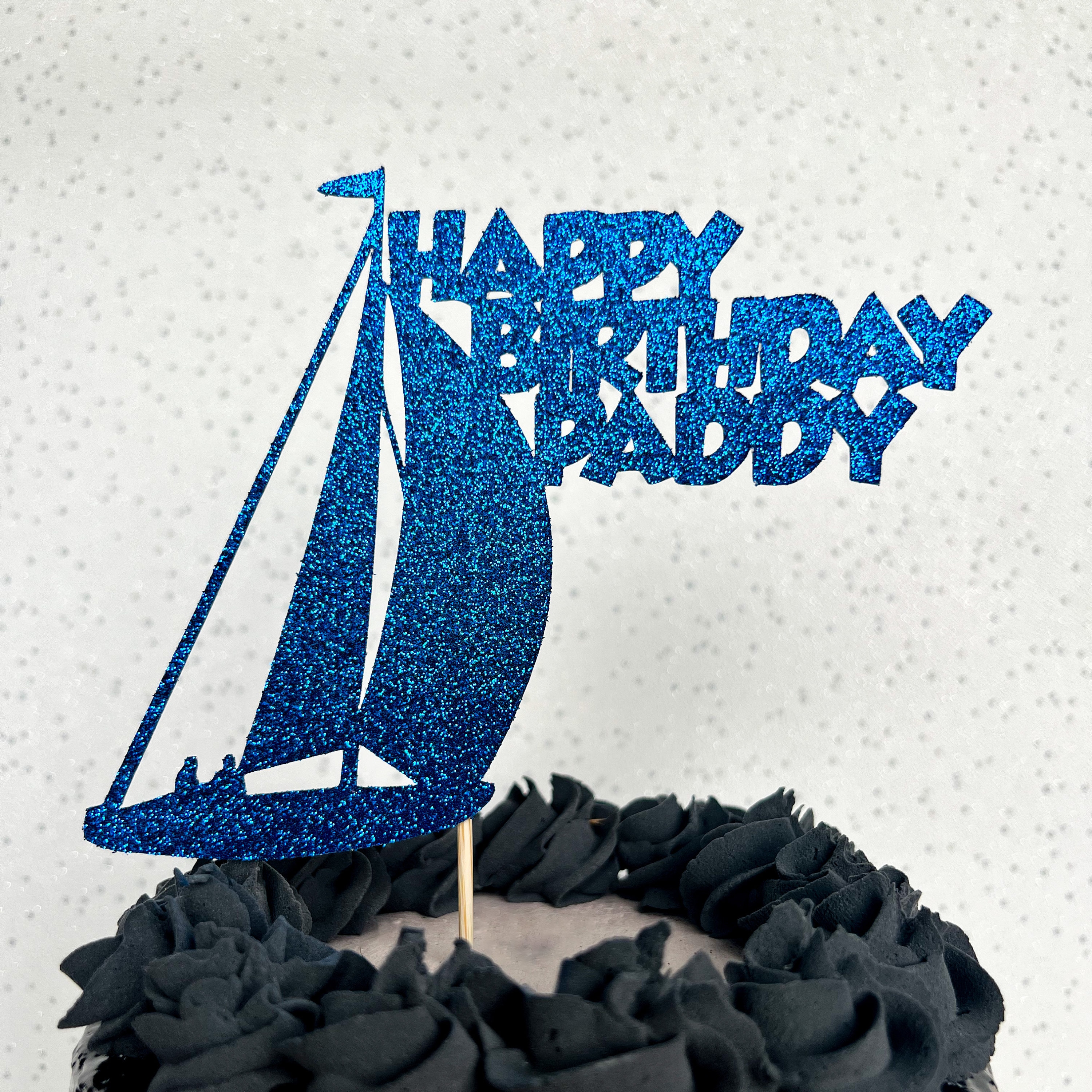 Cute fishing trawler boat cartoon illustration cake topper