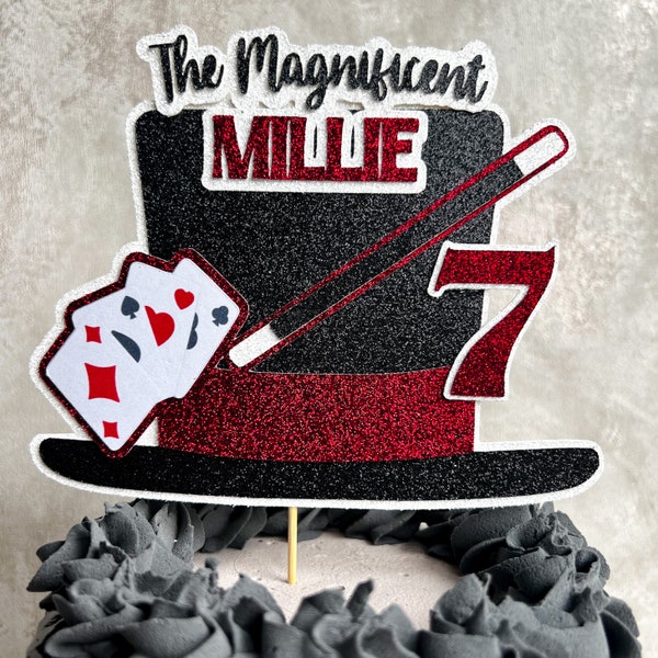 Magie Magier Hut Personalisierte Benutzerdefinierte Glitzer Happy Birthday Cake Topper Party Dekoration