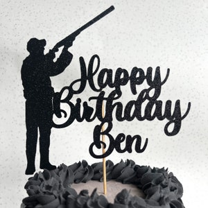 Tir personnalisé personnalisé paillettes joyeux anniversaire gâteau décoration de fête tirer pistolet chasse argile Pigeon hommes