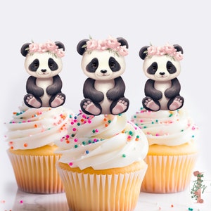 Panda Cupcake Toppers Party Decoration