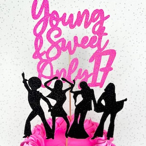 Jung und süß 17 Dancing Cake Topper Set Benutzerdefinierte Glitzer Partydekoration