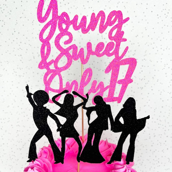 Young and Sweet 17 Dancing Cake Topper Set Custom Glitter Party Decoration