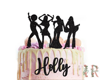 Disco Dancing Cake Topper Set Decorazione personalizzata per feste glitter personalizzate