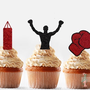 Boxing Glitter Cupcake Toppers Party Decoration Birthday