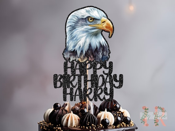 Weißkopfseeadler Tortenaufsatz – Goldener Glitzer, Kuchen-Deko Für Patriotische Geburtstagspartys