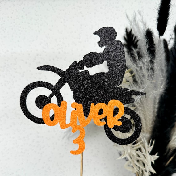 Motocross Kuchendekoration – Motorrad Cake Topper, 5,9 X 4,3 Zoll, Glitzernd, Für Jungen-Geburtstagsparty