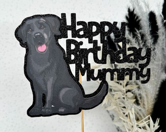 Labrador negro personalizado brillo personalizado feliz cumpleaños pastel decoración fiesta perro negro laboratorio