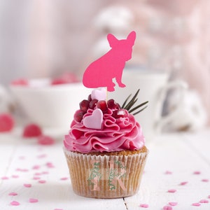 French Bulldog Glitter Cupcake Toppers Party Decoration Frenchie Dog Birthday
