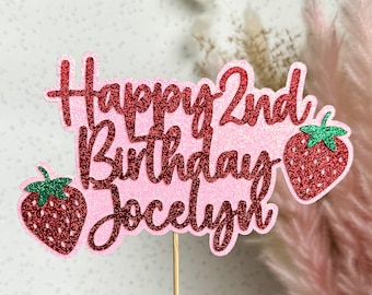 Decorazione Per Torta A Forma Di Fragola Con Glitter Rosso - Topper Con Stuzzicadenti Per Compleanno Di Donne E Ragazze, 1 Pezzo - 2