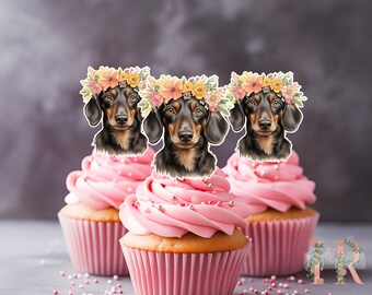 Dachshund Cupcake Toppers Party Decoration
