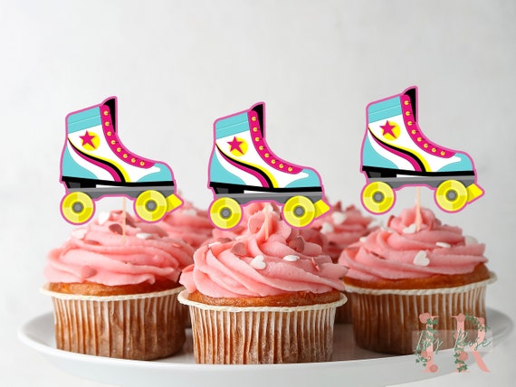Lot De 18 Décorations De Cupcakes En Forme De Patin à Roulettes Pour Garçons Et Filles, Fête Prénatale, Fête Des Années 90, 80, Patinage à Roulettes