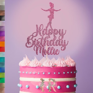 Ballet Dancer Girl Custom Glitter Happy Birthday Cake Topper Party Decoration Dance