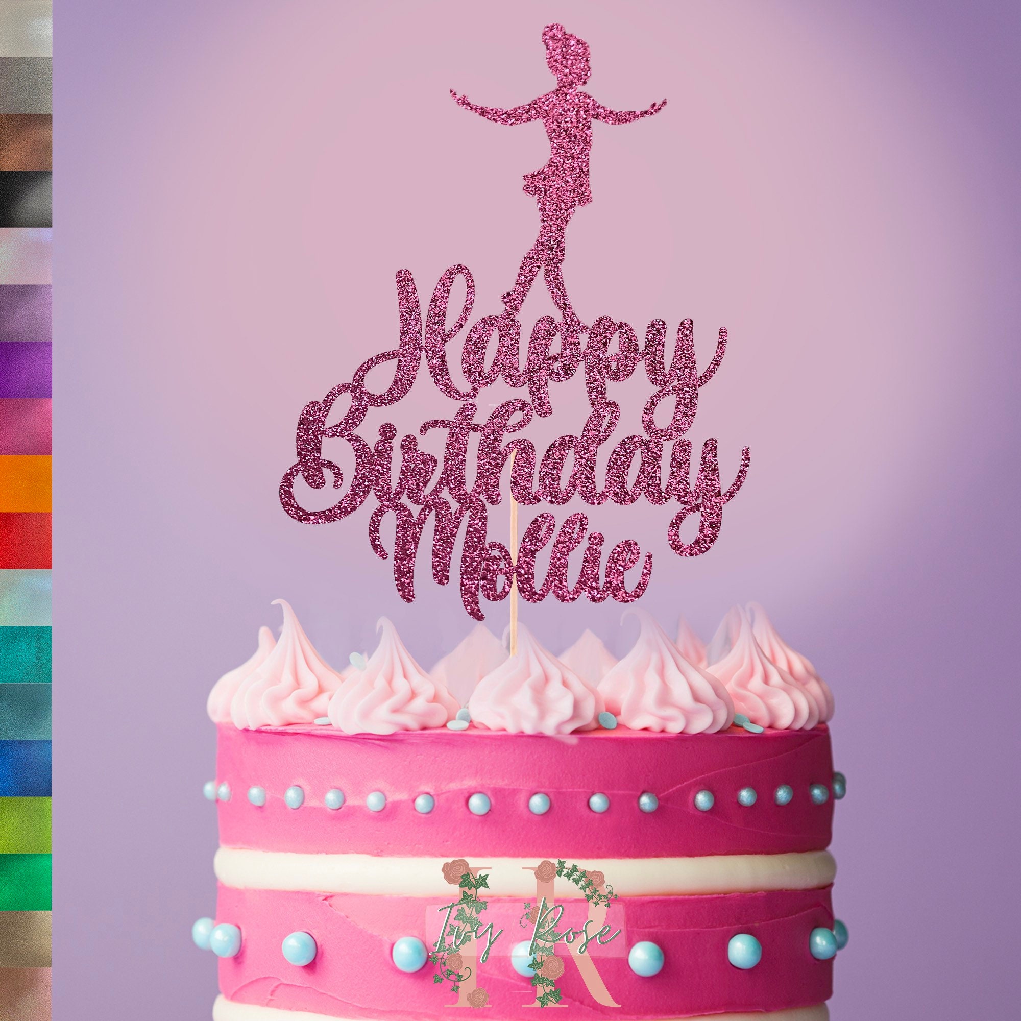 Ballerina Dancing Birthday Cake Topper Glitter Card – LissieLou