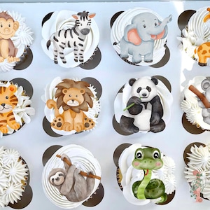 Jungle Safari Animals Cupcake Toppers Party Decoration